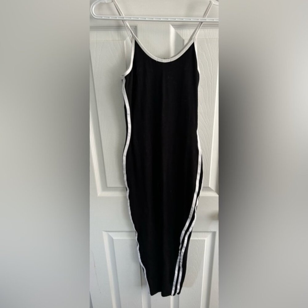 Fashion Nova Black Jumpsuit with white stripes - Picture 3 of 3